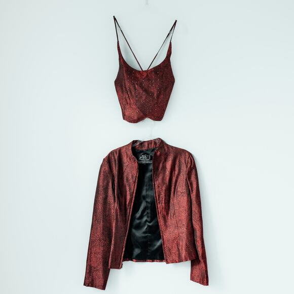 Jessica McClintock Tops - Y2K Jessica McClintock Millennium 2000 Brocade Blazer & Top Two Piece Set Size 6